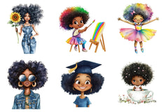Black Girl Afro Kids Clipart Bundle - CraftNest - Digital Crafting and Art