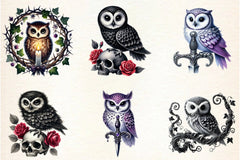 Gothic Owls Clipart Bundle - CraftNest - Digital Crafting and Art
