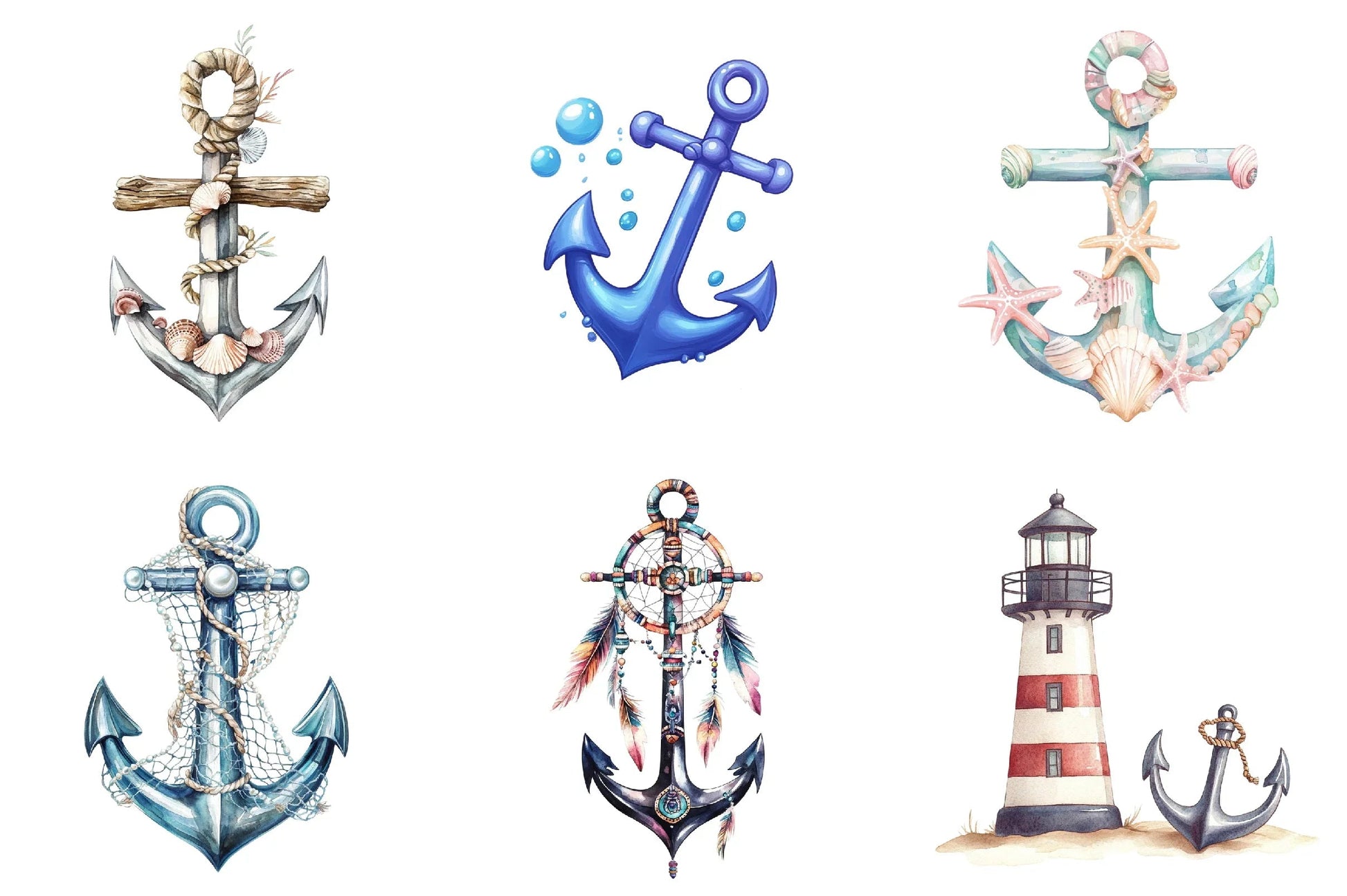 Summer Anchor Design Clipart Bundle - CraftNest - Digital Crafting and Art