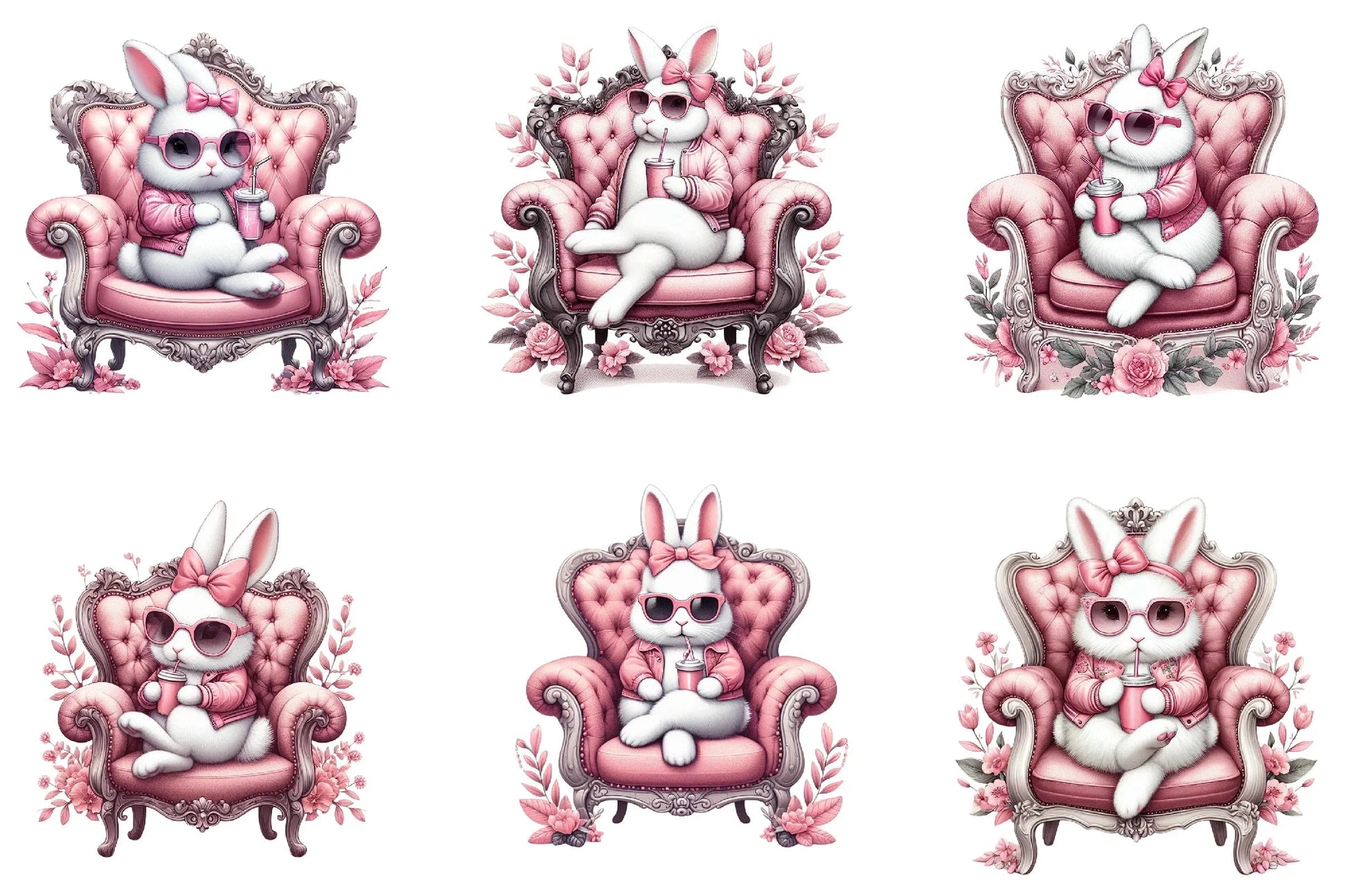 Bunny Luxurious Throne Clipart Bundle - CraftNest - Digital Crafting and Art
