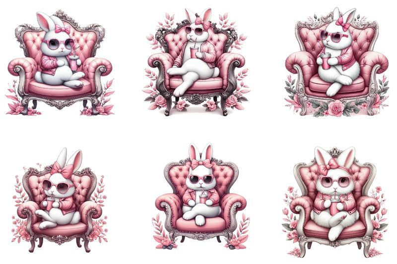 Bunny Luxurious Throne Clipart Bundle - CraftNest - Digital Crafting and Art
