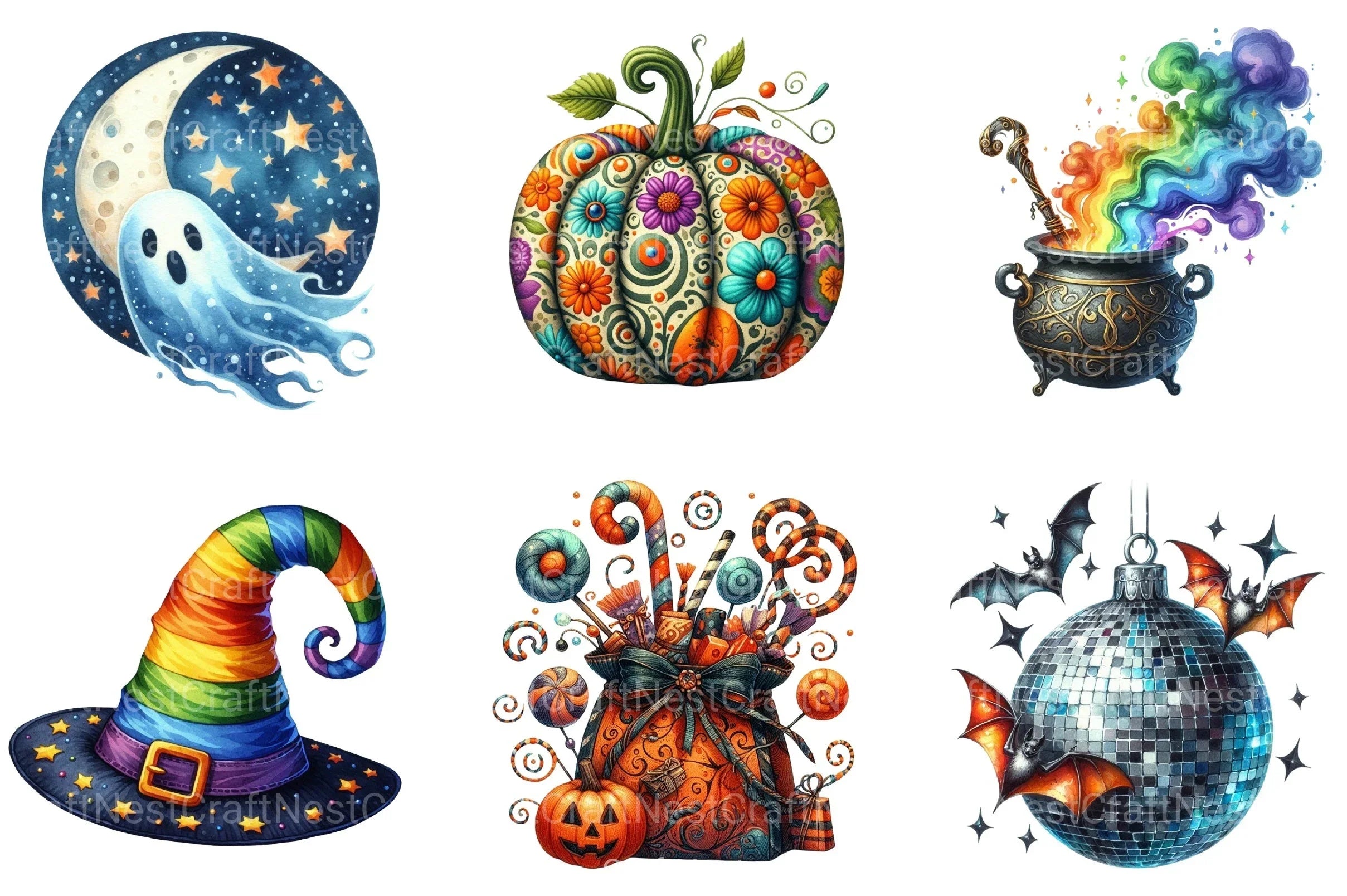 Retro Halloween Clipart Bundle 2 - CraftNest - Digital Crafting and Art