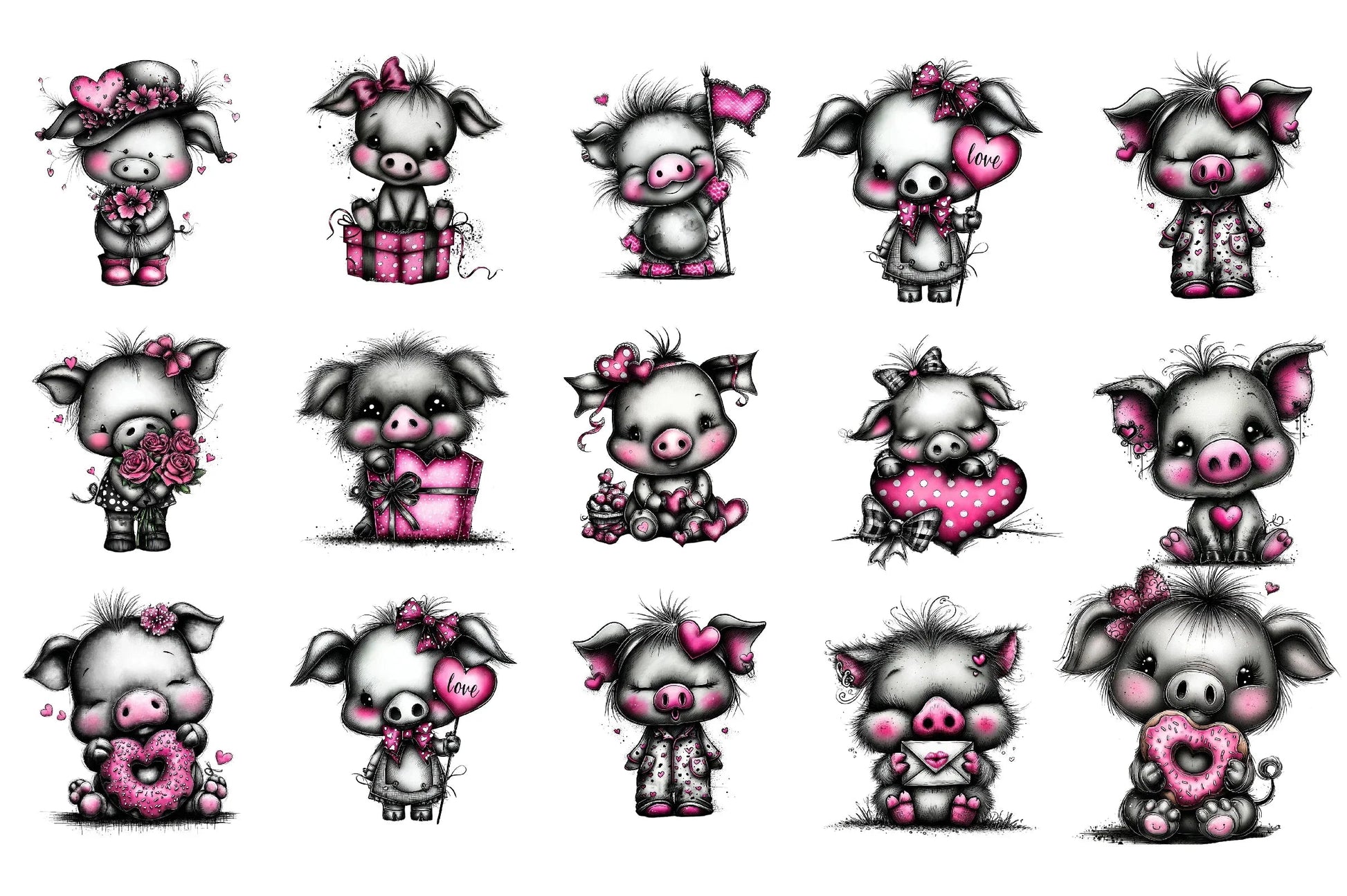 Valentine Pig Cute Animal Clipart Bundle - CraftNest - Digital Crafting and Art