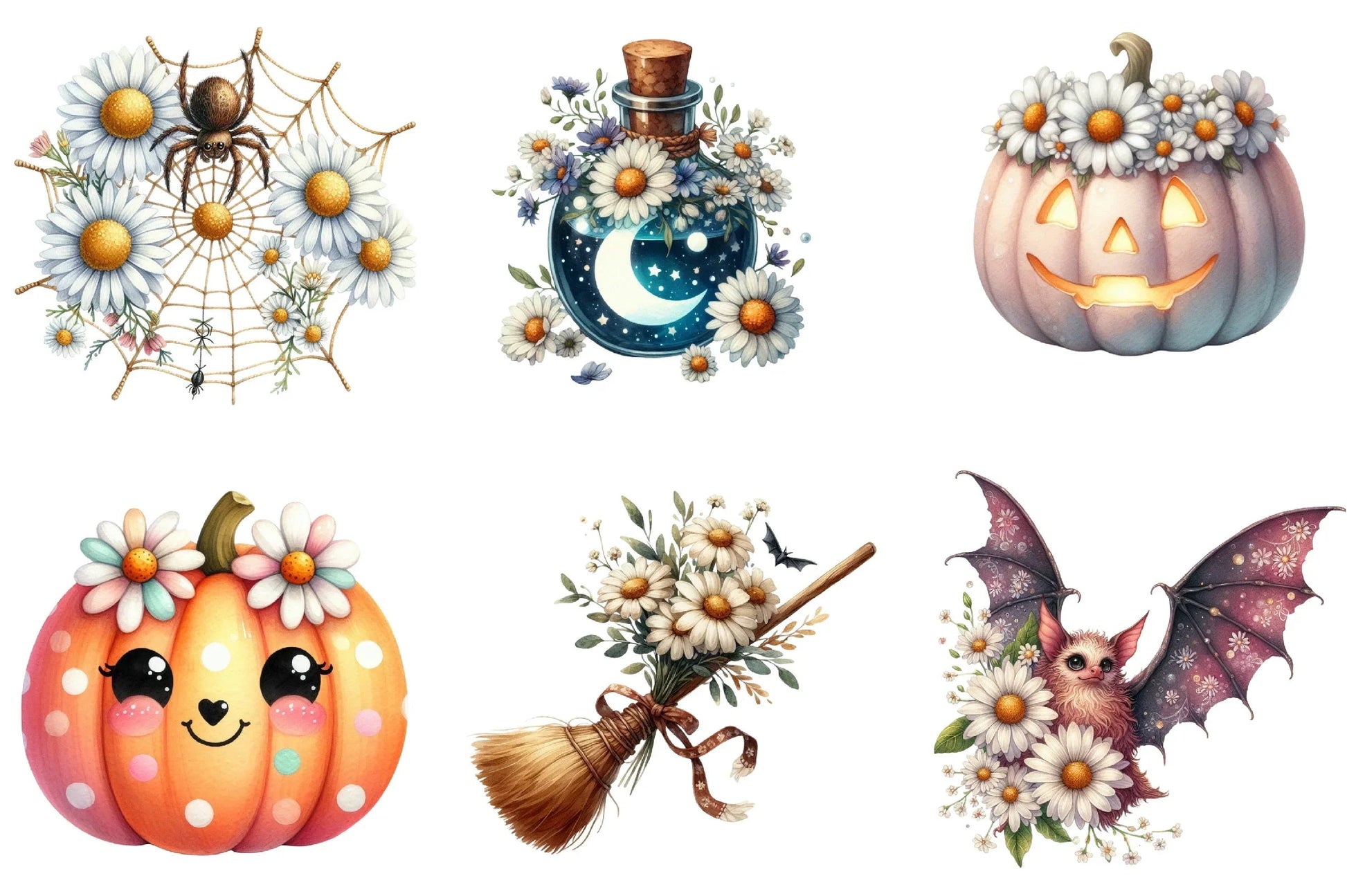 Daisy Flower & Halloween Clipart Bundle - CraftNest - Digital Crafting and Art