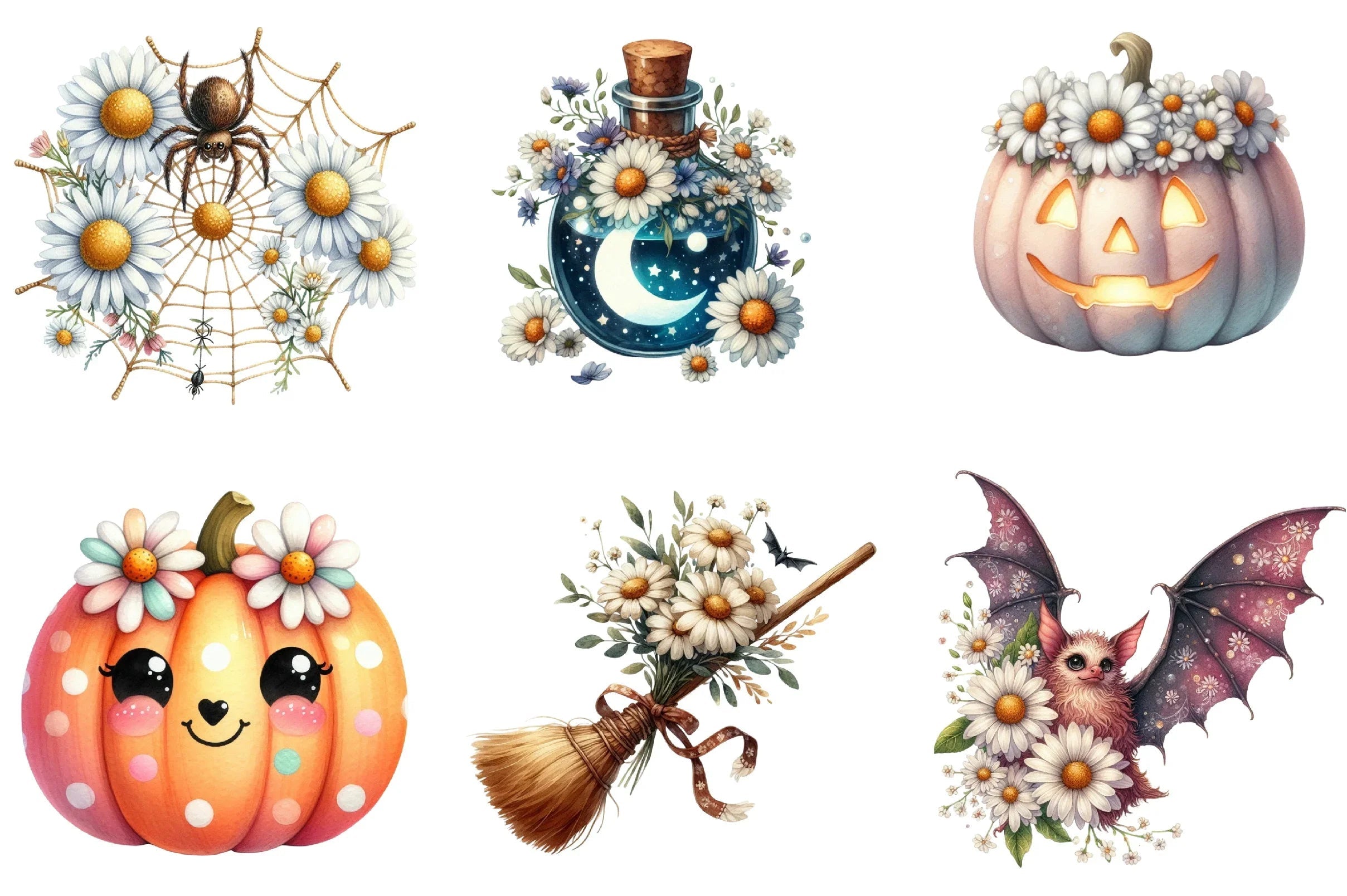 Daisy Flower & Halloween Clipart Bundle - CraftNest - Digital Crafting and Art