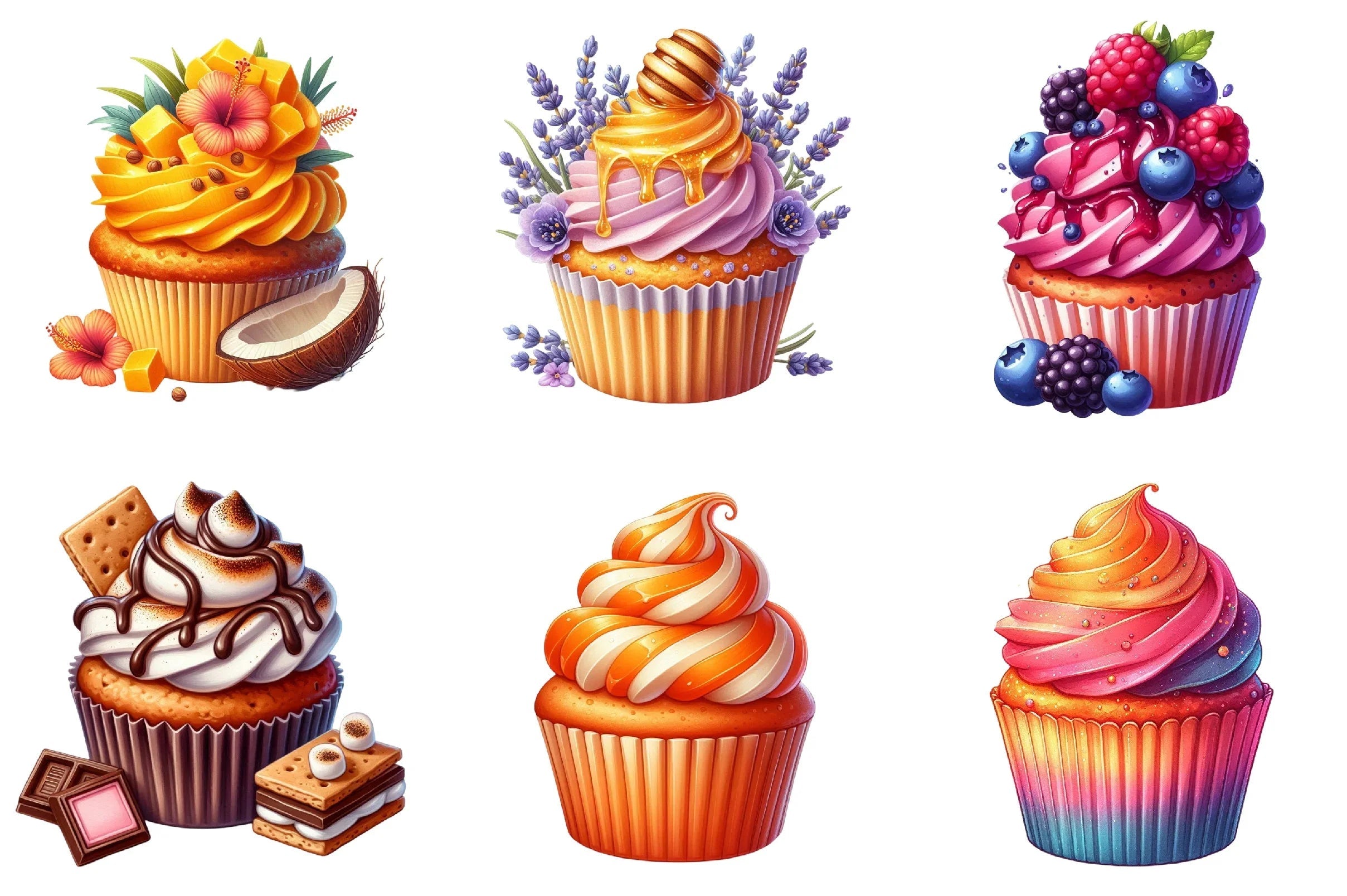 Summer Sweet Cupcake Clipart Bundle - CraftNest - Digital Crafting and Art