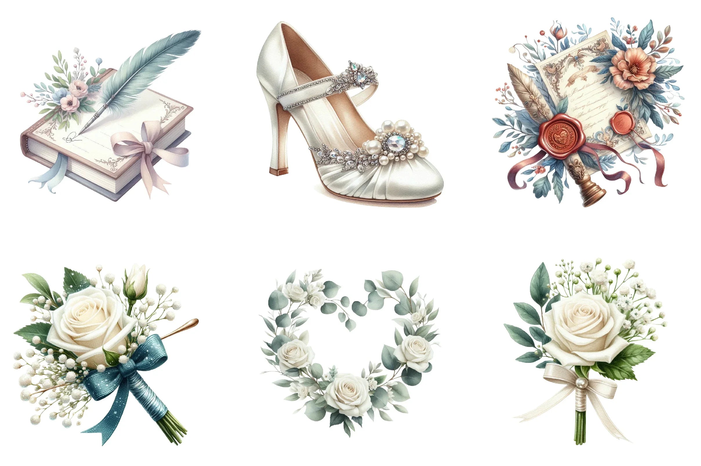 White Wedding Timeline Clipart Bundle - CraftNest - Digital Crafting and Art