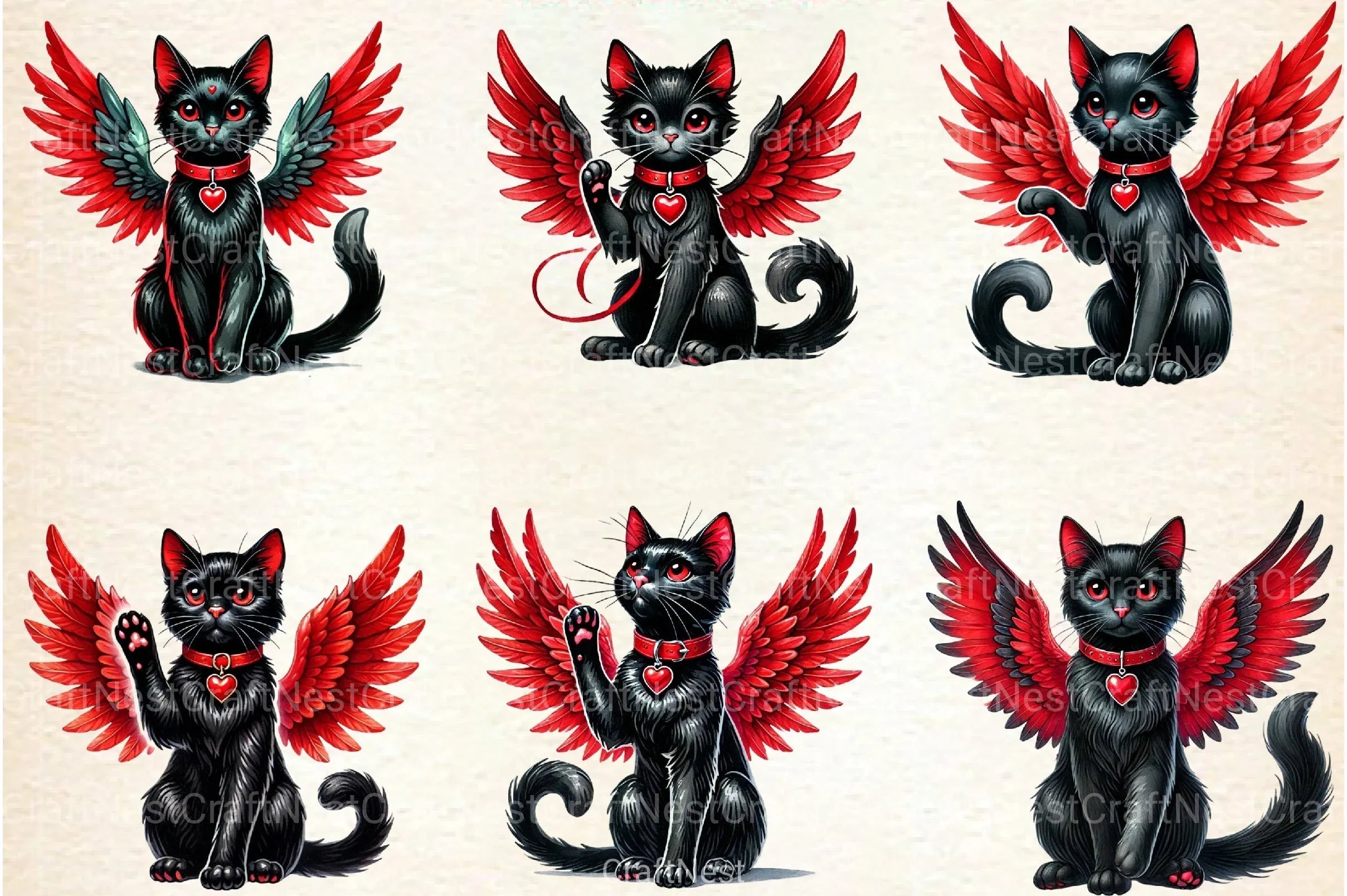 Valentine Black Cat Clipart Bundle 99 - CraftNest - Digital Crafting and Art