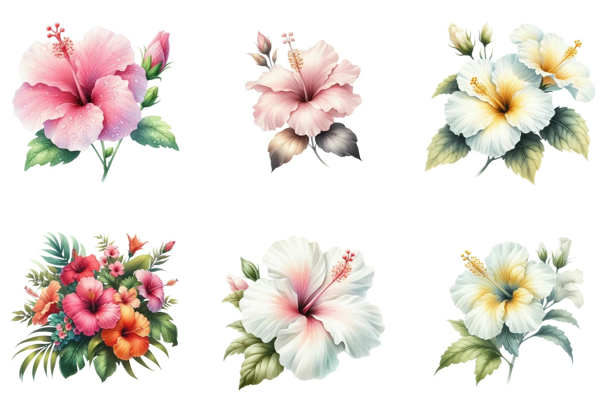 Summer Hibiscus Flowers Clipart Bundle - CraftNest - Digital Crafting and Art