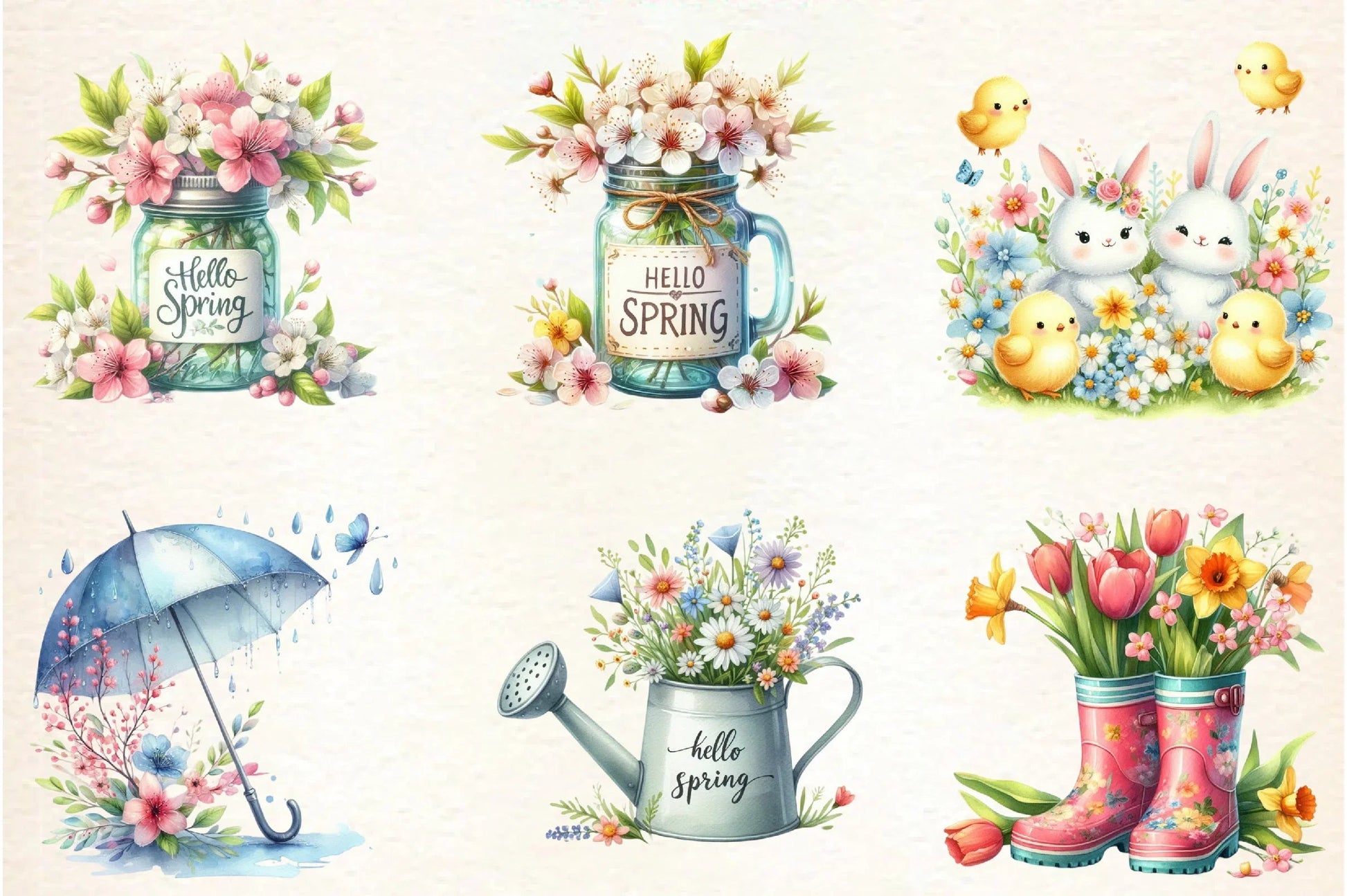 Hello Spring Clipart Bundle - CraftNest - Digital Crafting and Art