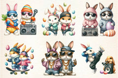Hip Hop Couple Bunny Easter Clipart Bundle - CraftNest - Digital Crafting and Art
