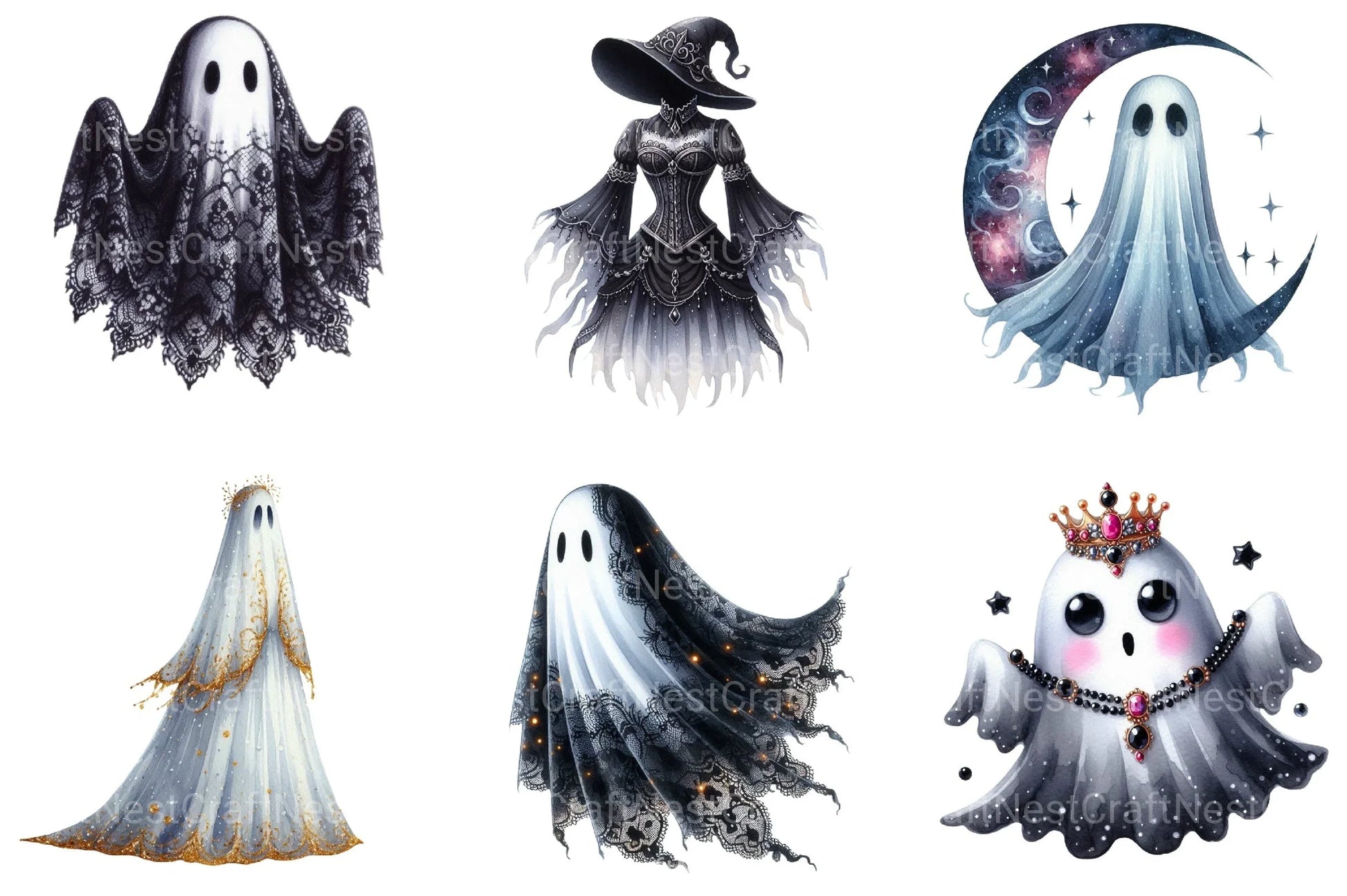 Enchanted Ghost Halloween Clipart Bundle - CraftNest - Digital Crafting and Art