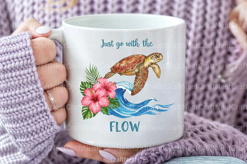 Summer Sea Turtle Waves & Flowers Clipart Bundle - CraftNest - Digital Crafting and Art