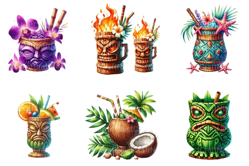 Tiki Cups Clipart Bundle - CraftNest - Digital Crafting and Art