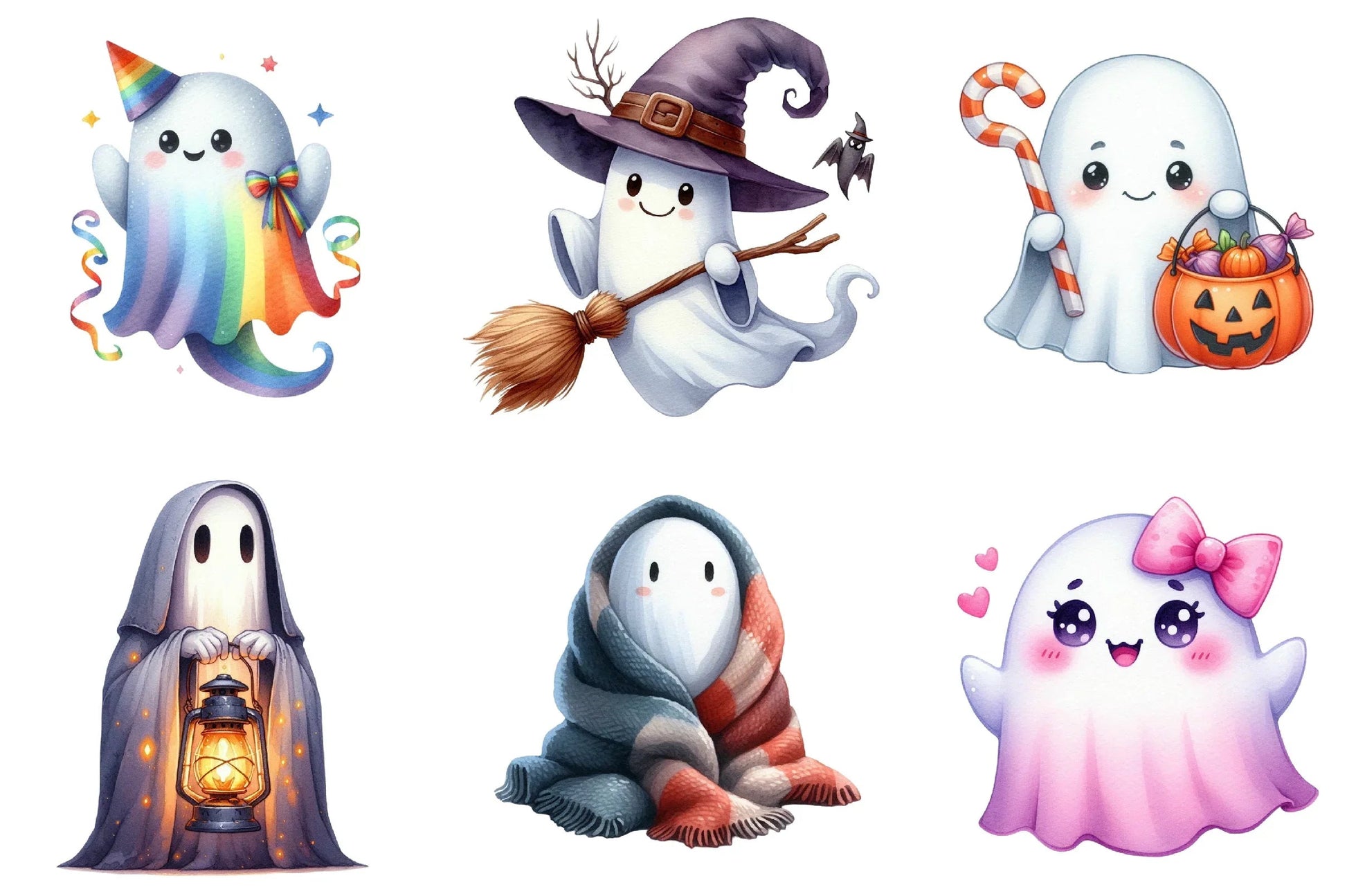 Halloween Cute Ghost Clipart Collection Bundle - CraftNest - Digital Crafting and Art
