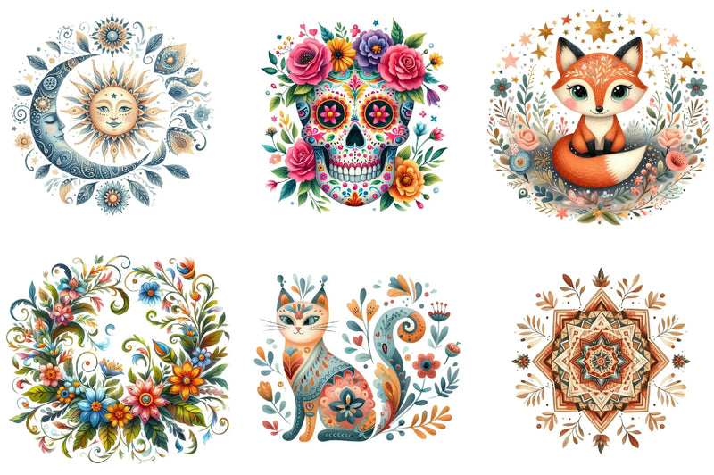 Happy Summer Folk Art Clipart Collection - CraftNest - Digital Crafting and Art
