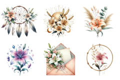 Lily Flower Boho Clipart Bundle - CraftNest - Digital Crafting and Art