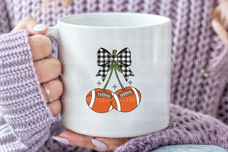 Retro Cherry Football Coquette Bow Clipart Bundle - CraftNest - Digital Crafting and Art