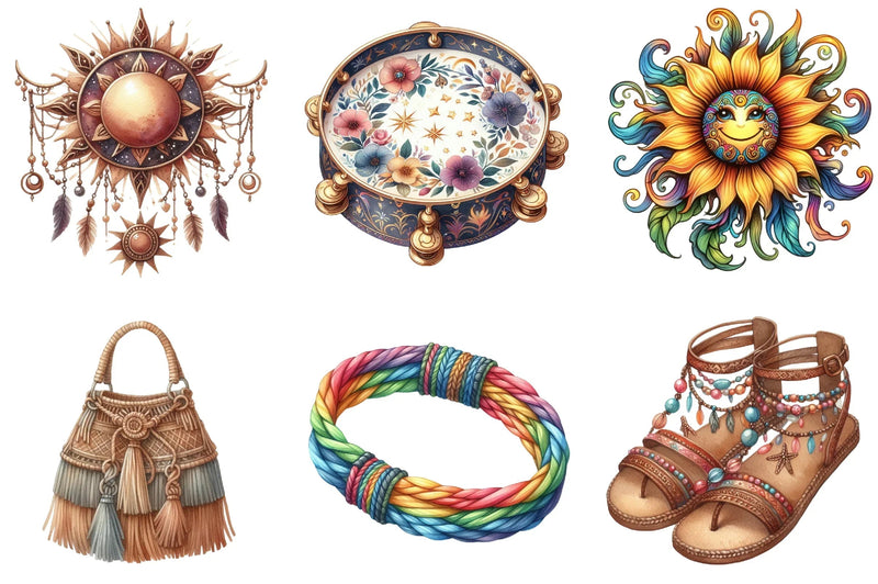 Hippie Summer Clipart Bundle - CraftNest - Digital Crafting and Art