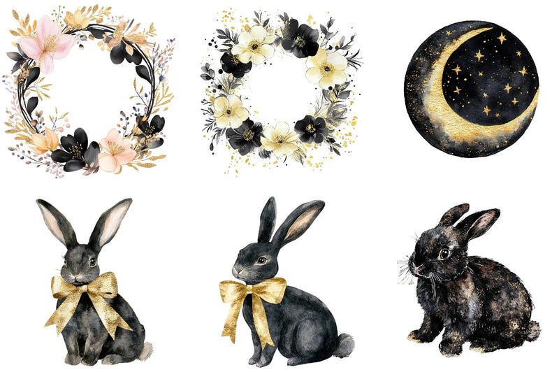 Luxury Black Easter Glitter Clipart Bundle - CraftNest - Digital Crafting and Art