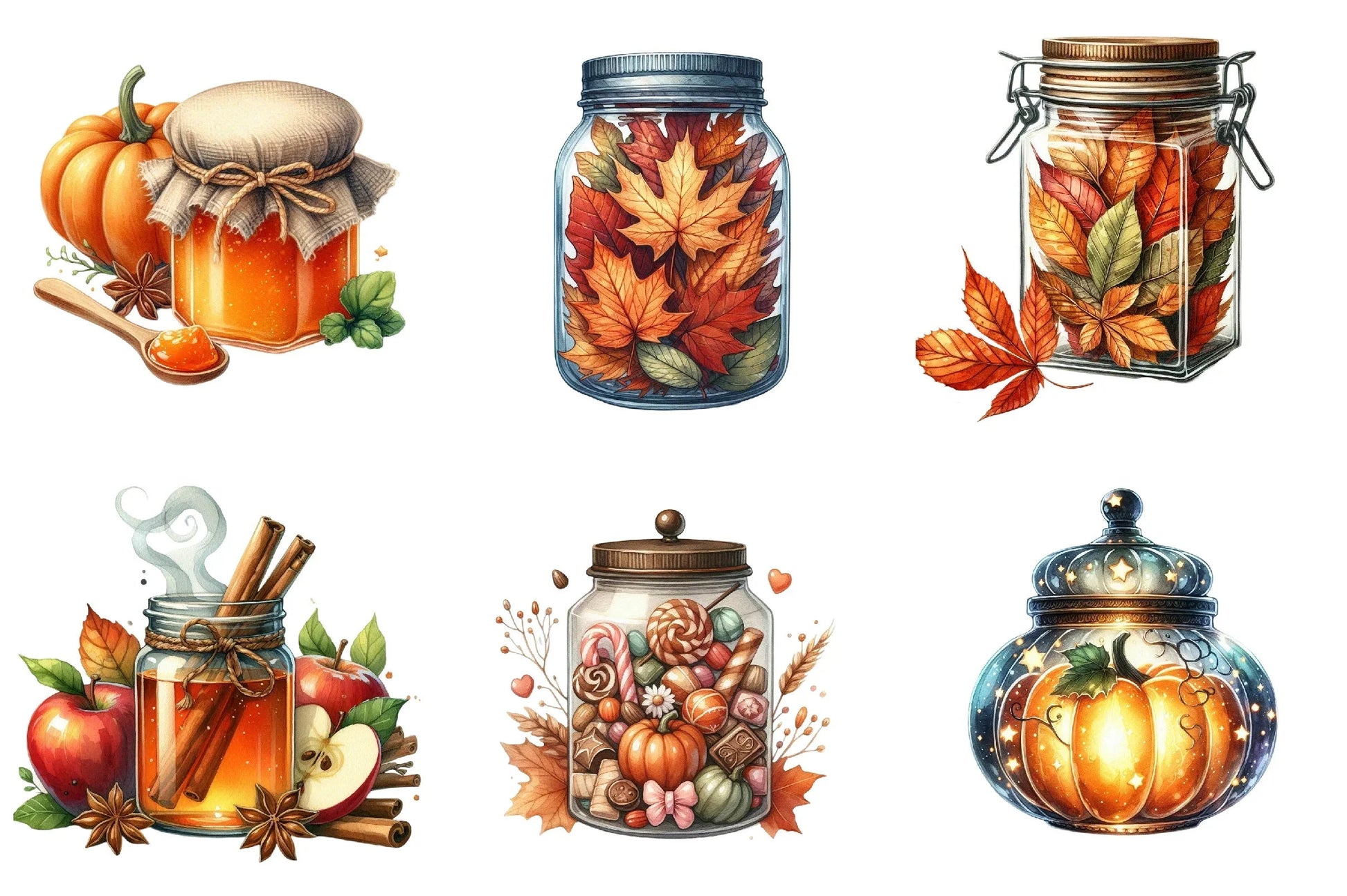 Beautiful Autumn Glass Jar Clipart Bundle - CraftNest - Digital Crafting and Art