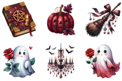 Burgundy Halloween Clipart Bundle - CraftNest - Digital Crafting and Art