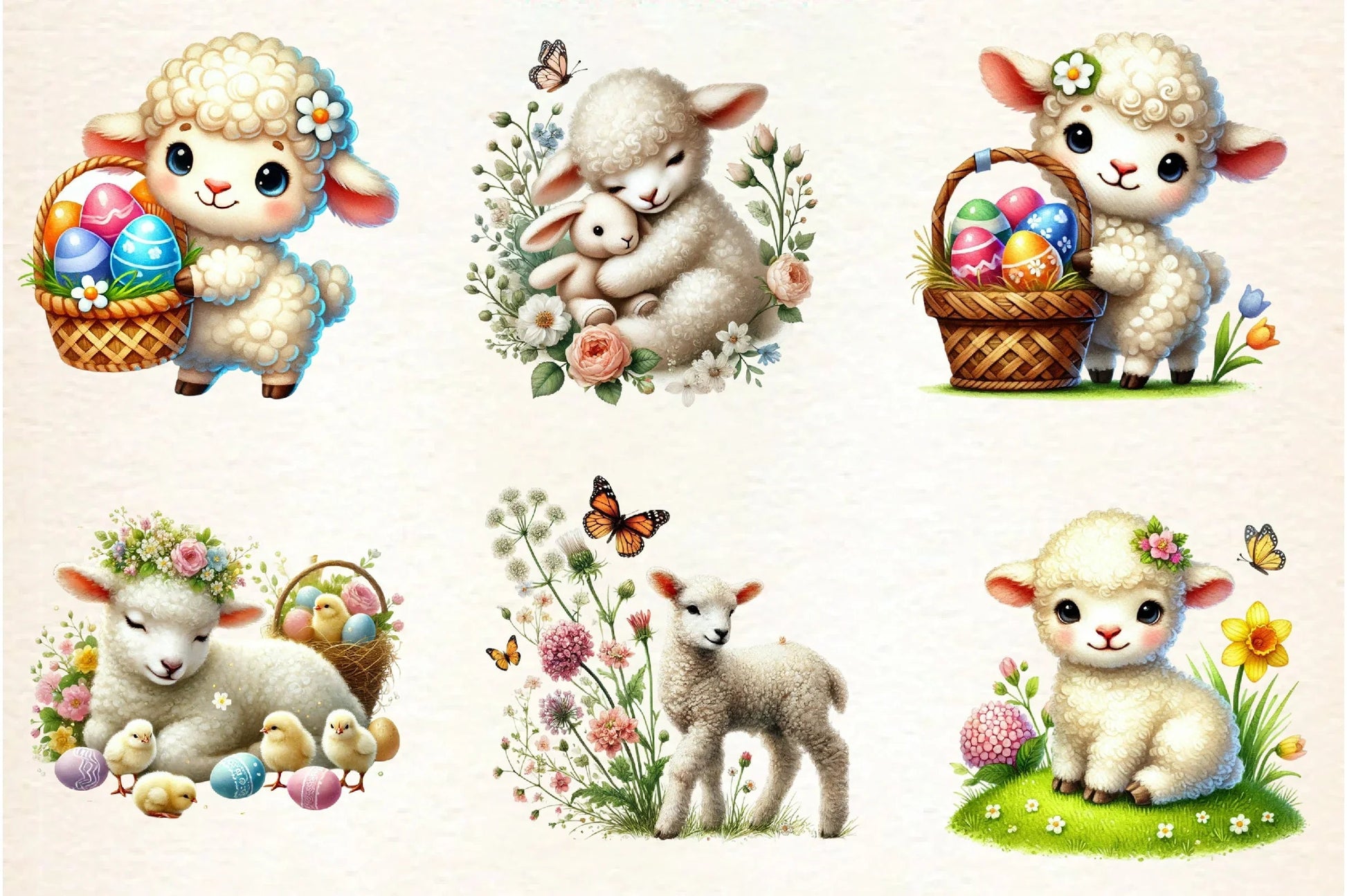 Spring Cute Lamb Clipart Bundle - CraftNest - Digital Crafting and Art