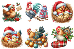 Christmas Rooster and Chicken Clipart Bundle - CraftNest - Digital Crafting and Art