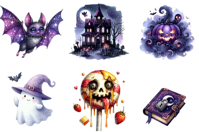 Spooky Purple Halloween Clipart Bundle - CraftNest - Digital Crafting and Art