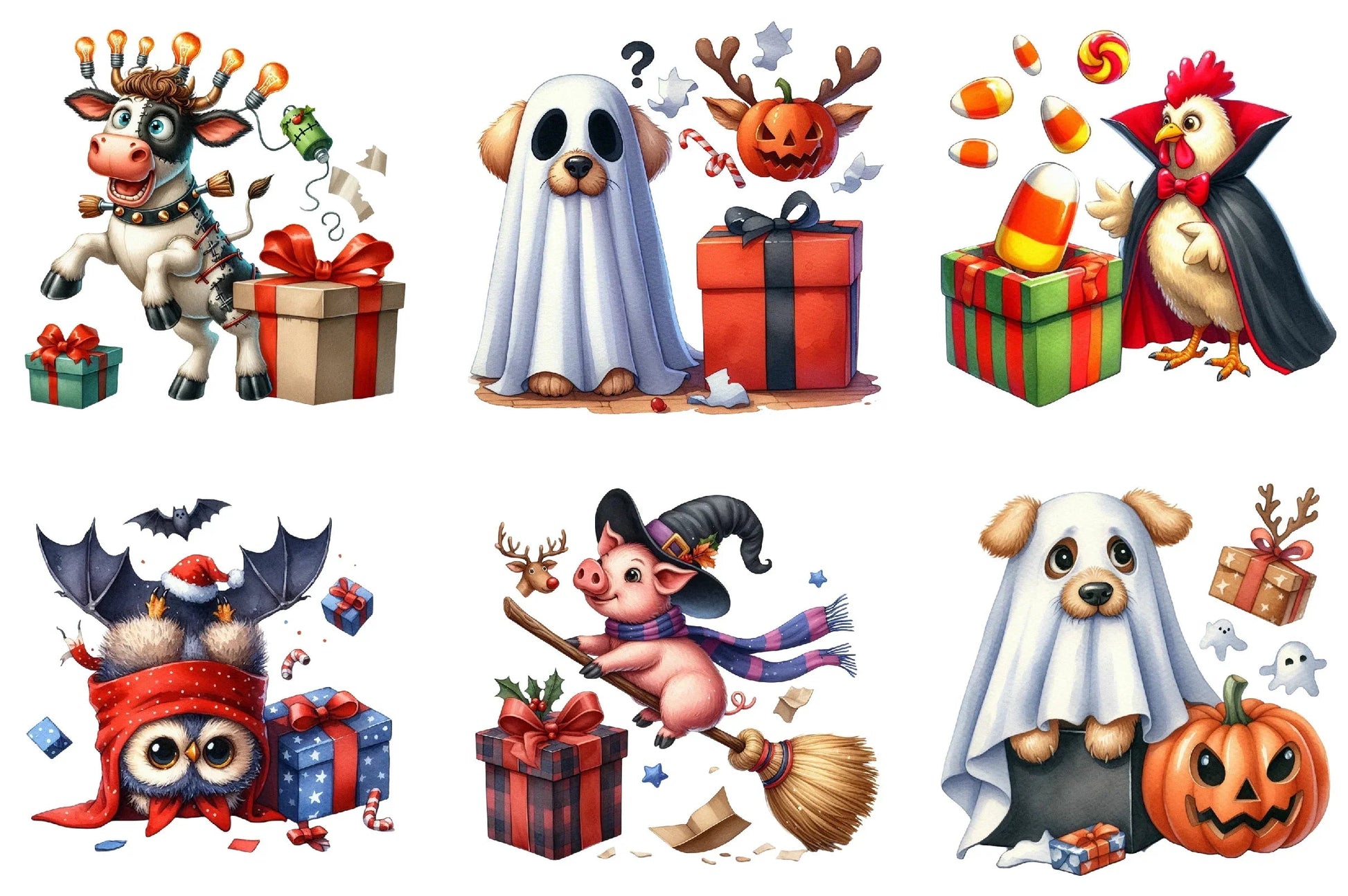 Funny Halloween Animal Movie Clipart Bundle - CraftNest - Digital Crafting and Art