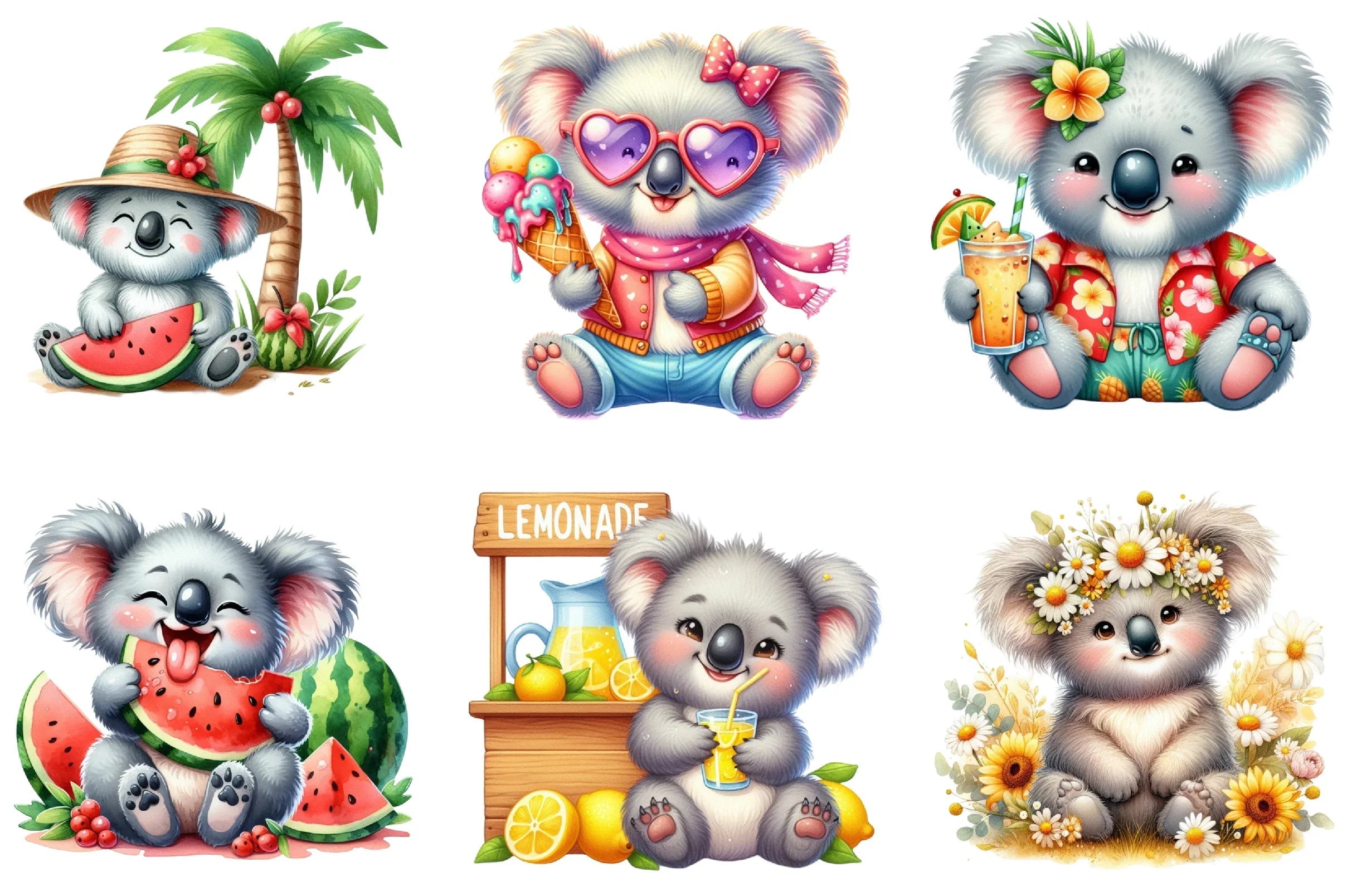 Summer Koala Clipart Bundle - CraftNest - Digital Crafting and Art