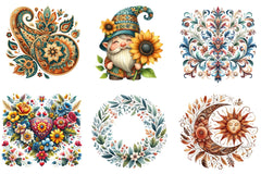 Folk Motifs Summer Clipart Bundle - CraftNest - Digital Crafting and Art