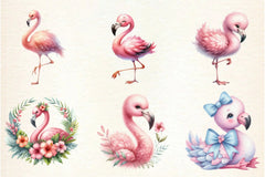 Cute Flamingo Tropical Bird Clipart Bundle - CraftNest - Digital Crafting and Art