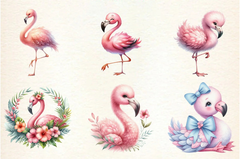 Cute Flamingo Tropical Bird Clipart Bundle - CraftNest - Digital Crafting and Art