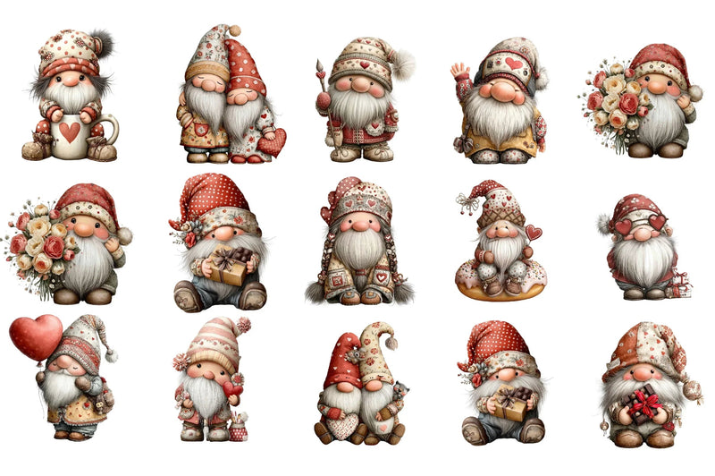 Valentine Gnomes Clipart Bundle - CraftNest - Digital Crafting and Art