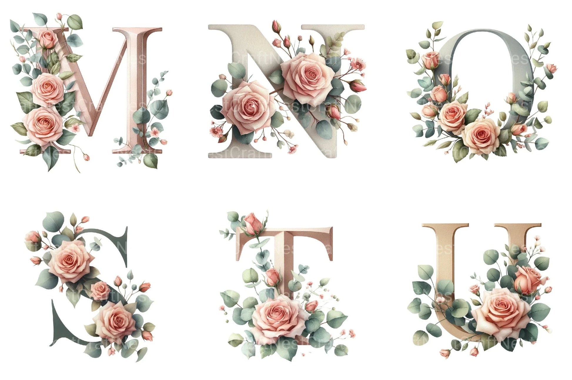 Floral Alphabet Clipart Bundle 10 - CraftNest - Digital Crafting and Art