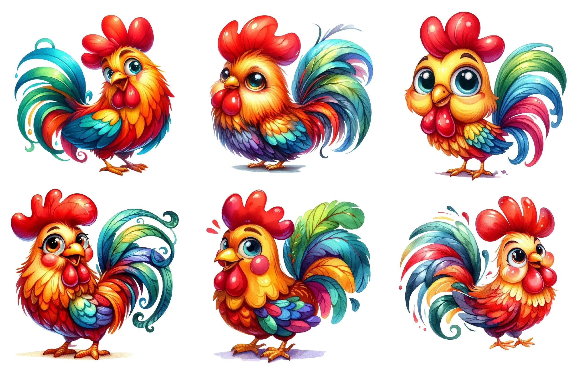 Funny Chicken Rooster Clipart Bundle - CraftNest - Digital Crafting and Art
