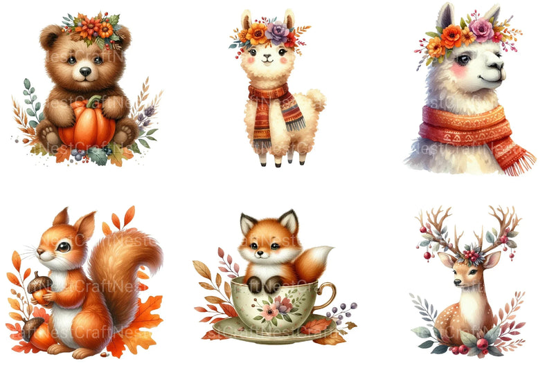Autumn Fall Animals Clipart Bundle - CraftNest - Digital Crafting and Art