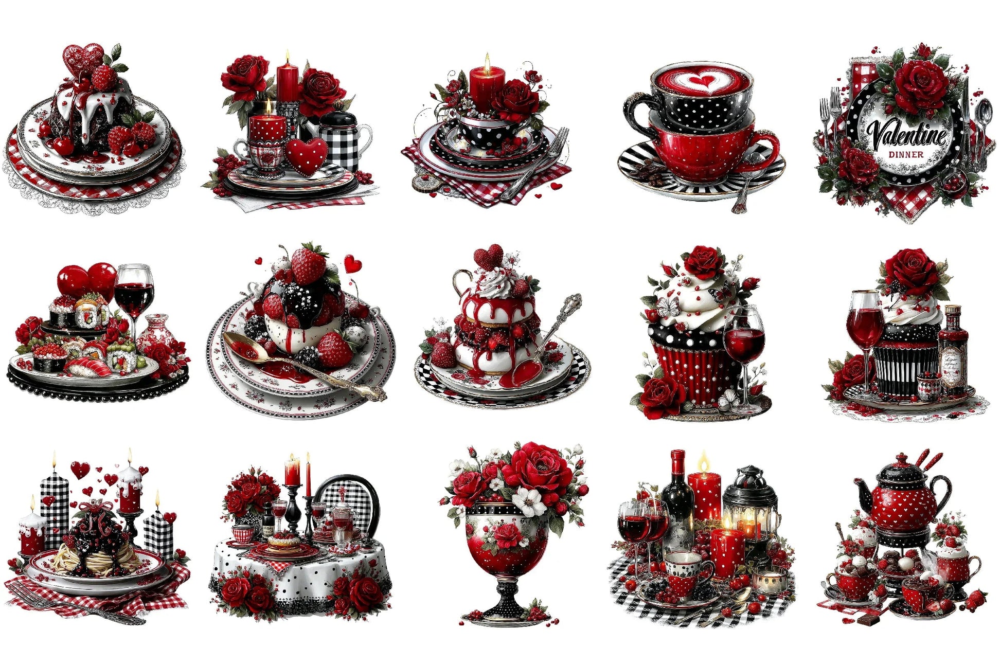 Romantic Valentine Dinner Clipart Bundle - CraftNest - Digital Crafting and Art