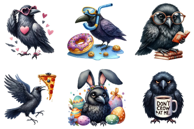 Funny Ravens Clipart Bundle - CraftNest - Digital Crafting and Art