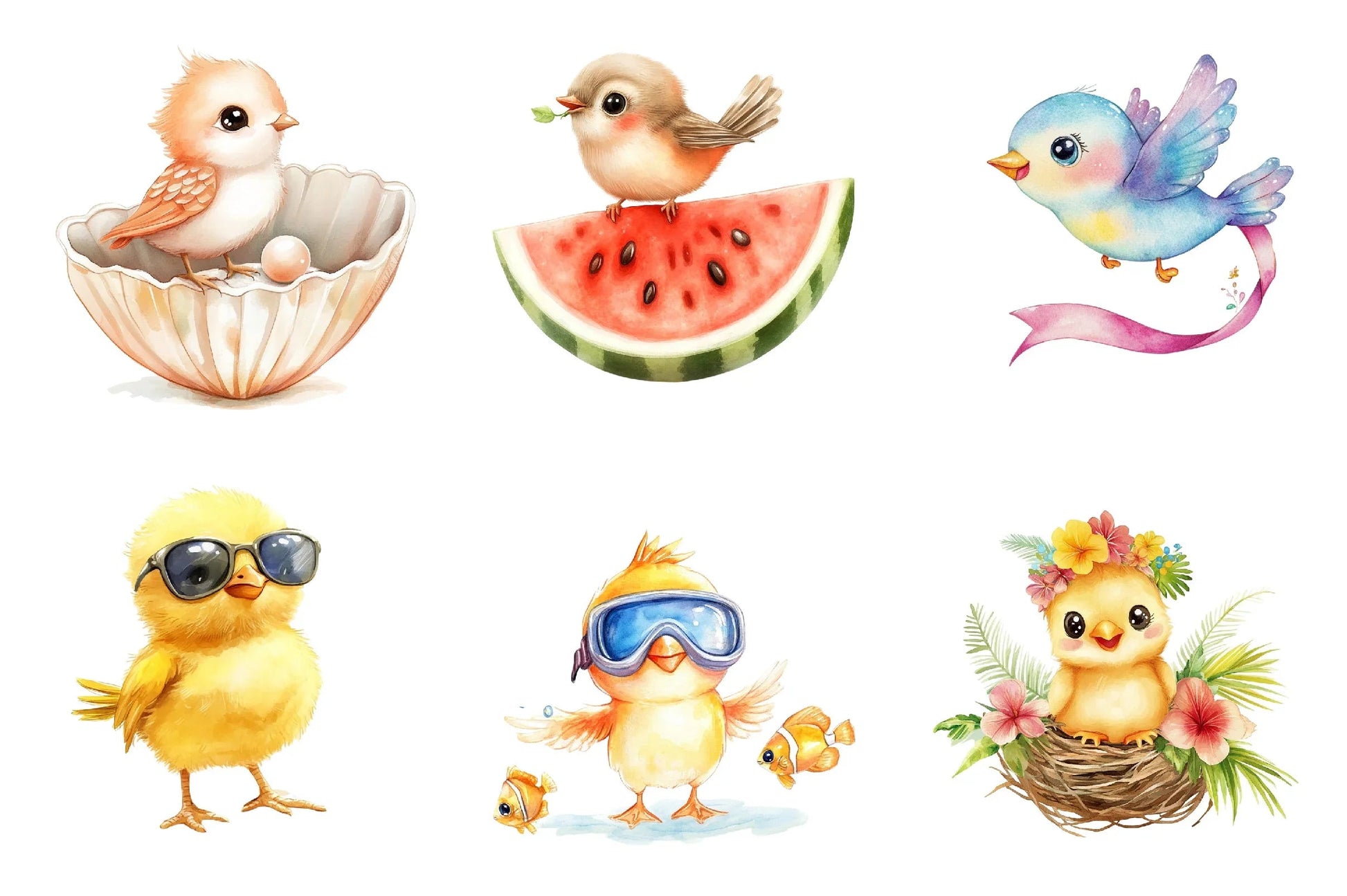 Summer Baby Birds Clipart Bundle - CraftNest - Digital Crafting and Art