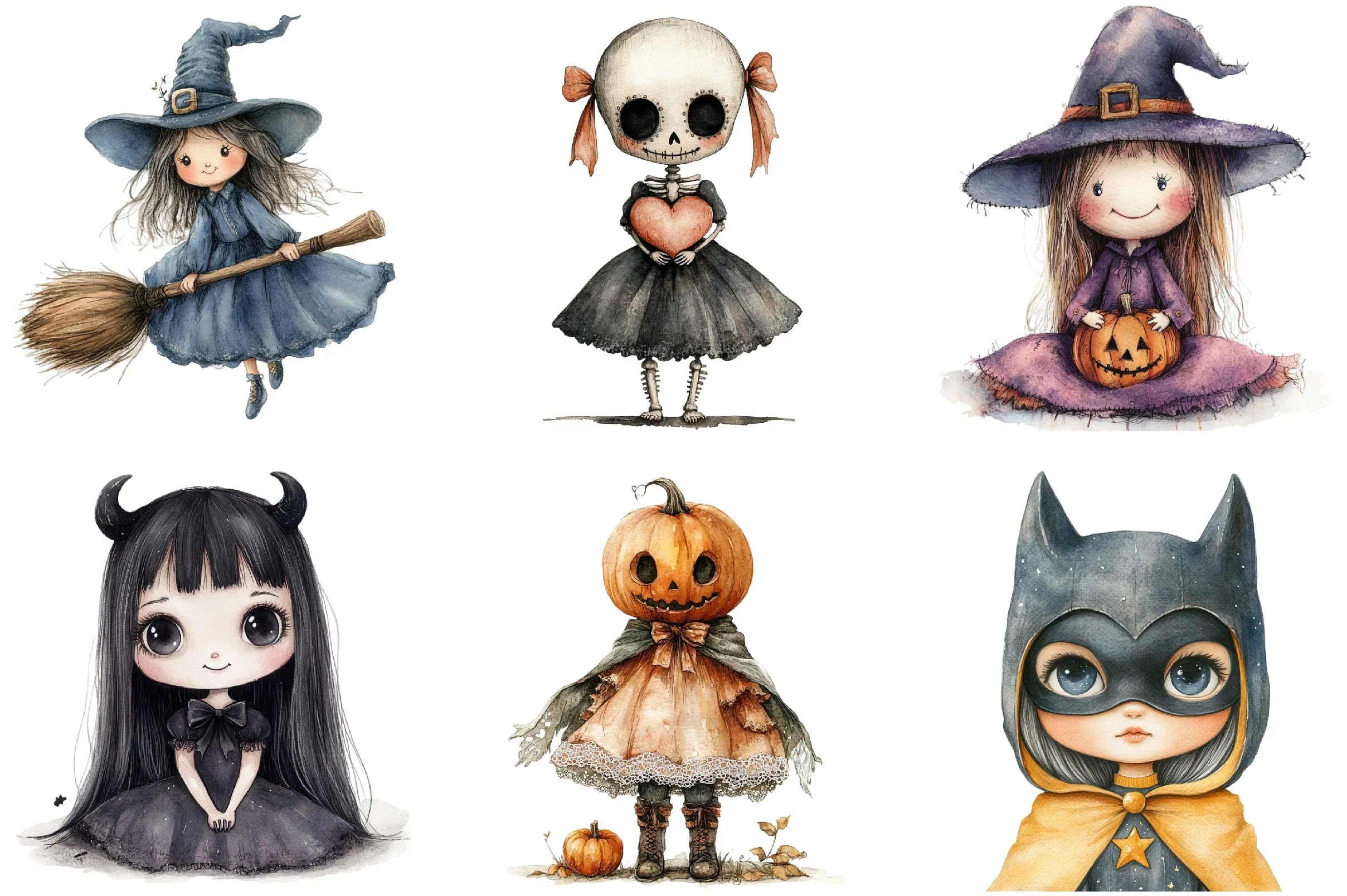 Whimsical Halloween Doll Clipart Bundle - CraftNest - Digital Crafting and Art