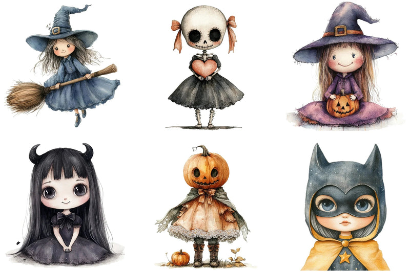 Whimsical Halloween Doll Clipart Bundle - CraftNest - Digital Crafting and Art