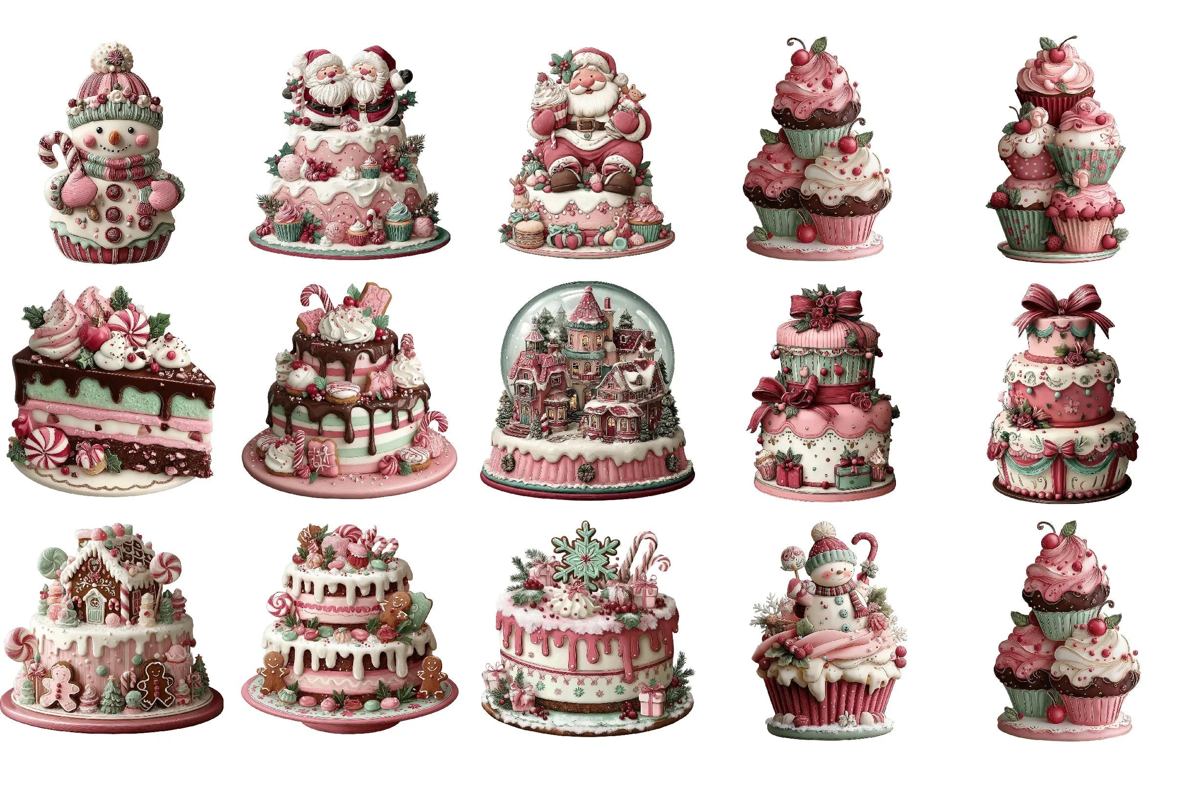 Winter Holiday Cake Clipart Bundle - CraftNest - Digital Crafting and Art
