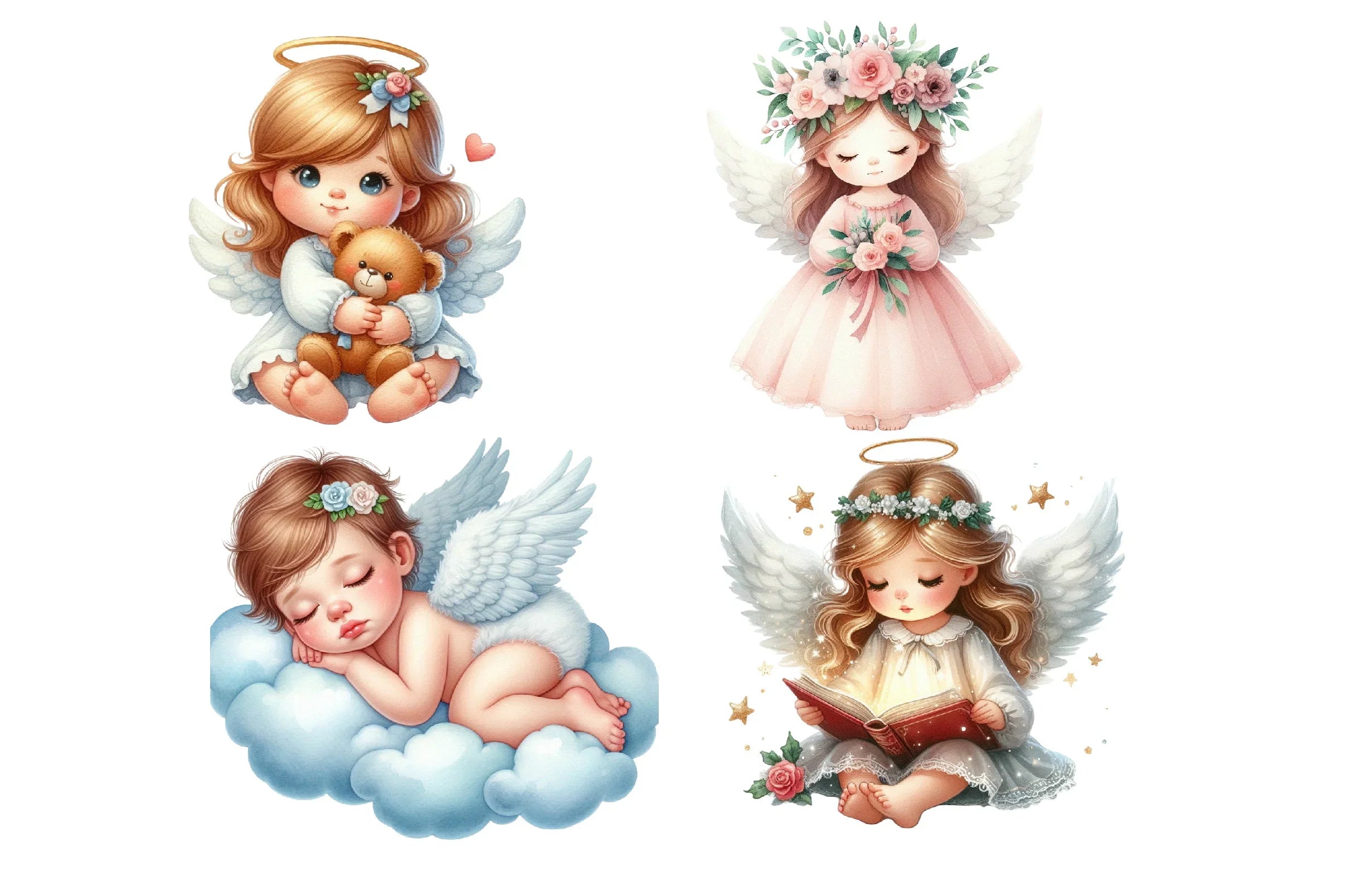 Cute Angel Girl Clipart Bundle - CraftNest - Digital Crafting and Art