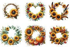 Sunflower Wreaths Clipart Bundle - CraftNest - Digital Crafting and Art