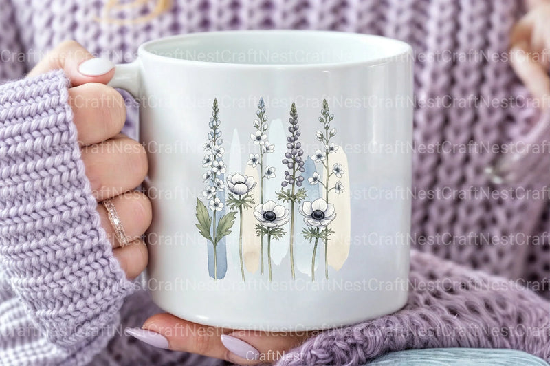 Wildflowers Brushstroke Clipart Bundle - CraftNest - Digital Crafting and Art