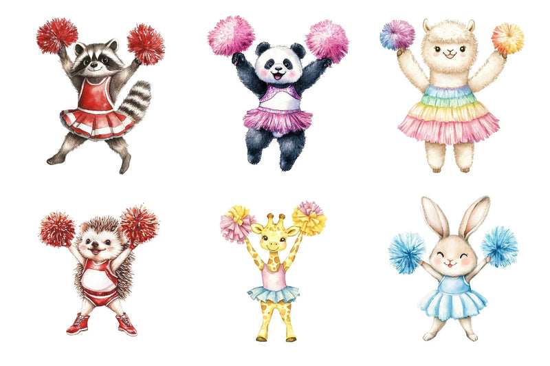 Cheerleader Animal Clipart Bundle - CraftNest - Digital Crafting and Art