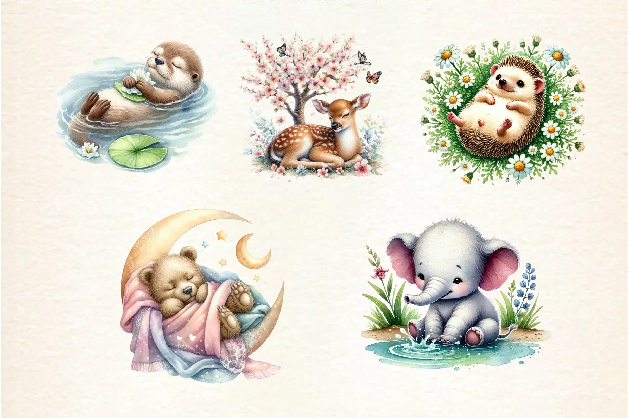 Cute Relaxing Animal Clipart Bundle - CraftNest - Digital Crafting and Art