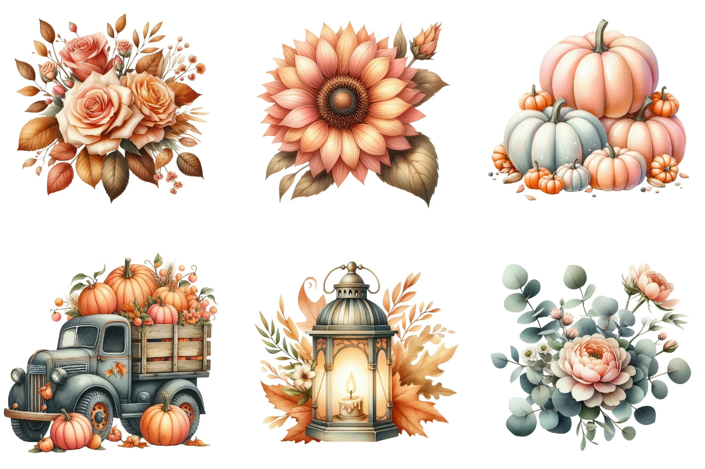 Peach Autumn Clipart Bundle - CraftNest - Digital Crafting and Art